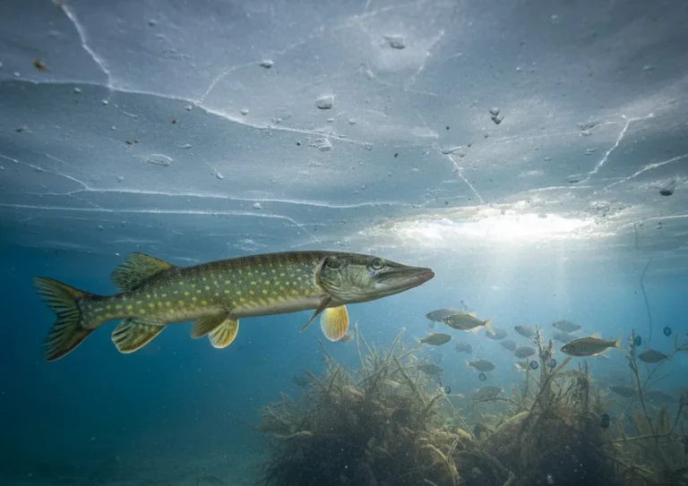 Comportamentul știucii iarna: cum vânează sub gheață și care sunt zonele preferate