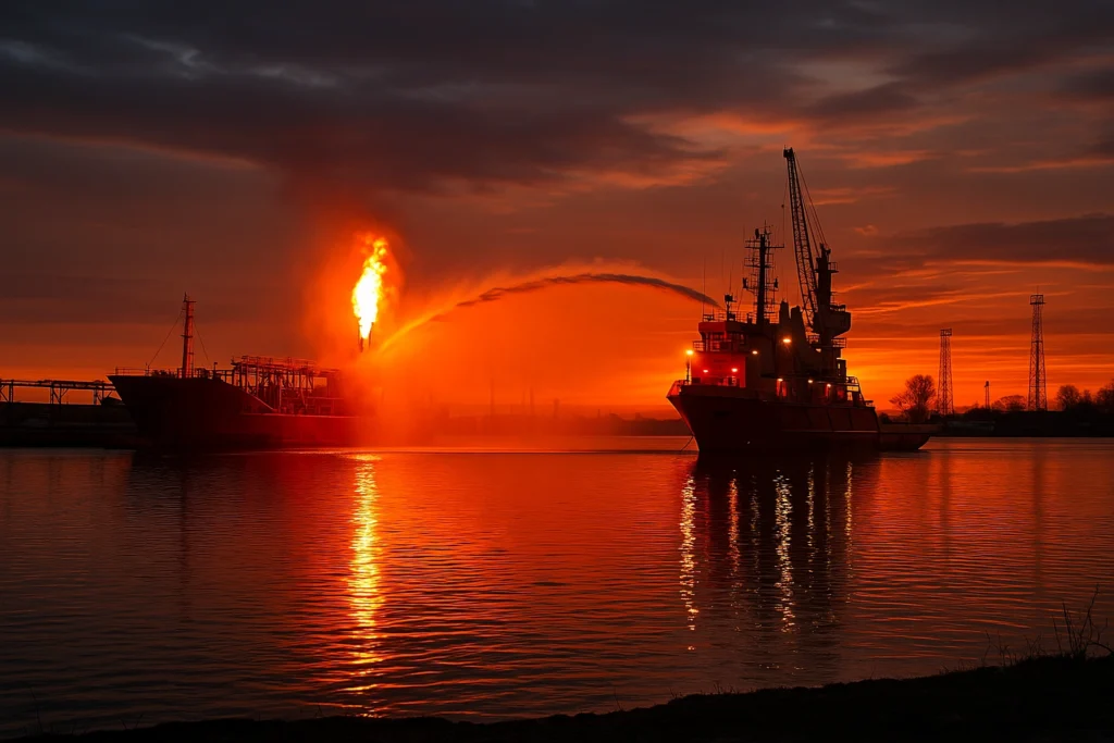 Evacuare Ceatalchioi Plauru Incendiu Nava GPL: Locuitorii Revin Acasă după Stingere 1 Evacuare Ceatalchioi Plauru Incendiu Nava GPL: